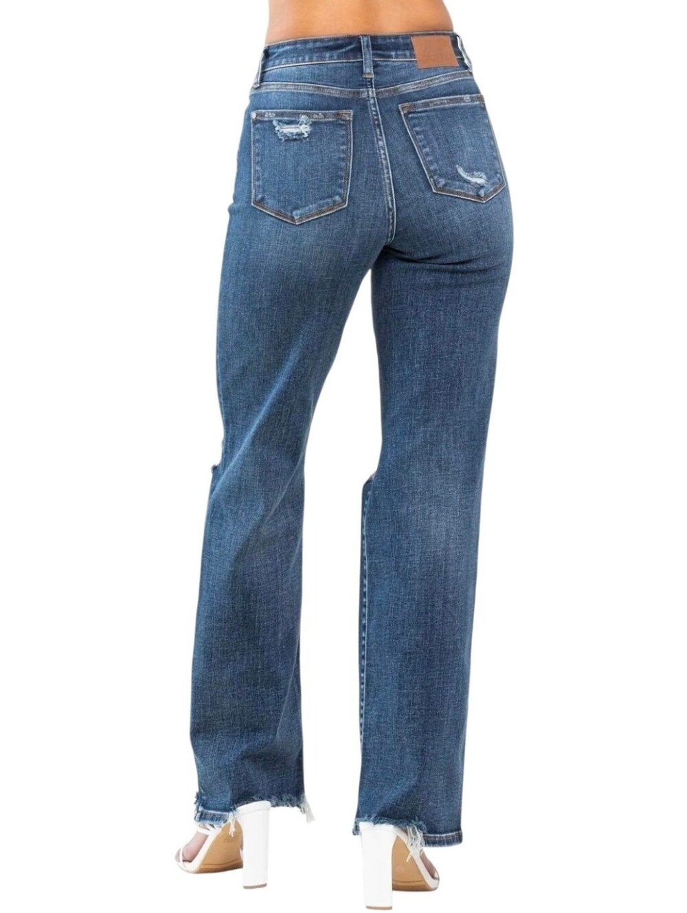 Judy Blue High Waist 90's Knee Destroy Straight Leg Jeans Dark Wash Stretch 9 29 - Picture 6 of 10